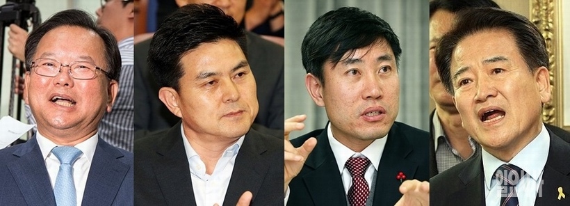 (사진 왼쪽부터)김부겸 행정안전부장관, 김태호 전 자유한국당 경남지사 후보, 하태경 바른미래당 의원, 정동영 민주평화당 의원