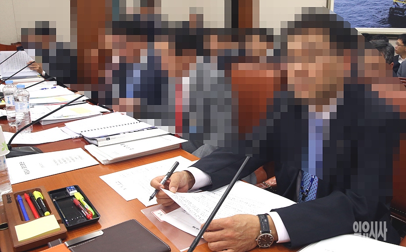 국회 한 상임위원회 국정감사에 출석한 피감기관 관계자가 의원들의 질의에 답변하고 있다.