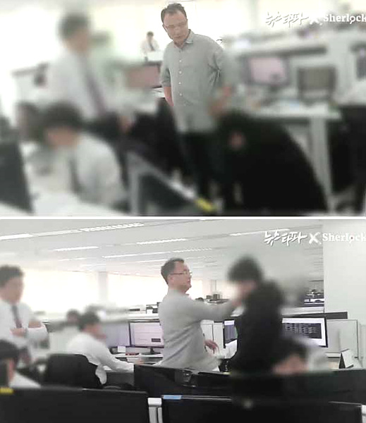 ‘뉴스타파’가 보도한 양진호 한국미래기술회장의 폭행 장면 (사진=뉴스타파 화면 캡처) ▲ ‘뉴스타파’가 보도한 양진호 한국미래기술회장의 폭행 장면 (사진=뉴스타파 화면 캡처)