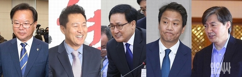 (사진 왼쪽부터)오세훈 자유한국당 국가미래미전 특별위원장, 김부겸 행정안전부장관, 유영민 과학기술정보통신부장관, 임종석 대통령 비서실장, 조국 청와대 민정수석 ▲ (사진 왼쪽부터)오세훈 자유한국당 국가미래미전 특별위원장, 김부겸 행정안전부장관, 유영민 과학기술정보통신부장관, 임종석 대통령 비서실장, 조국 청와대 민정수석