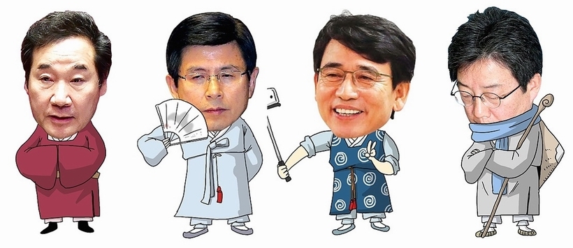 (사진 왼쪽부터)이낙연 국무총리, 황교안 전 국무총리, 유시민 노무현재단 이사장, 유승민 전 바른미래당 공동대표 ▲ (사진 왼쪽부터)이낙연 국무총리, 황교안 전 국무총리, 유시민 노무현재단 이사장, 유승민 전 바른미래당 대표