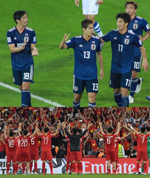 일본(위)과 베트남(아래) 아시안컵 준결승 진출전서 격돌 (사진: 아시아 축구 연맹 공식 홈페이지) ▲ 일본(위)과 베트남(아래) 아시안컵 준결승 진출전서 격돌 (사진: 아시아 축구 연맹 공식 홈페이지)