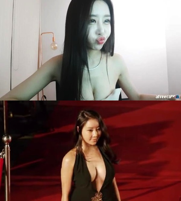 하나경 역대급 노출 (사진: 아프리카TV, 유튜브) ▲ 하나경 역대급 노출 (사진: 아프리카TV, 유튜브)