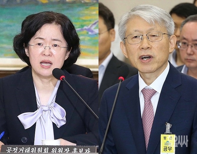 (사진 왼쪽부터)인사청문회에 출석한 조성욱 공정거래위원장·최기영 과학기술정보통신부장관 후보자 ▲ (사진 왼쪽부터)인사청문회에 출석한 조성욱 공정거래위원장·최기영 과학기술정보통신부장관 후보자