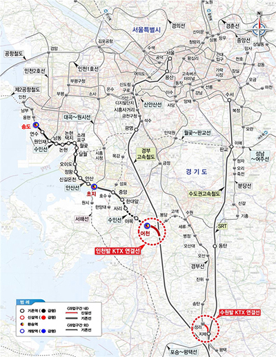 인천발 KTX 노선도 ▲ 인천발 KTX 노선도