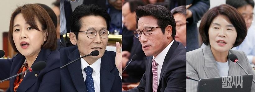 (사진 왼쪽부터)송희경(자유한국당)·윤소하(정의당)·정병국(바른미래당)·한정애(더불어민주당) 의원 ▲ (사진 왼쪽부터)송희경(자유한국당)·윤소하(정의당)·정병국(바른미래당)·한정애(더불어민주당) 의원