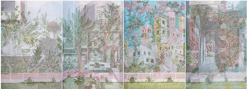 그림연습6, 2019, 캔버스에 과슈, 116.8x321.2cm ▲ 그림연습6, 2019, 캔버스에 과슈, 116.8x321.2cm