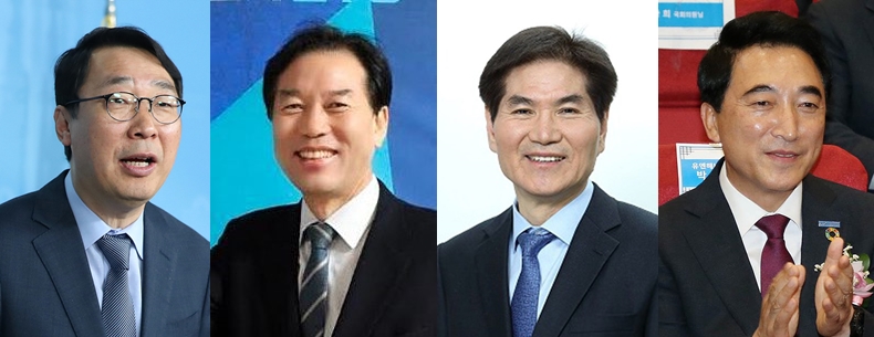 (사진 왼쪽부터)윤영찬 전 청와대 국민소통수석, 정태호 전 청와대 일자리수석, 이용선 전 청와대 시민사회수석, 박수현 전 청와대 대변인 ▲ (사진 왼쪽부터)윤영찬 전 청와대 홍보수석, 정태호, 이용선, 박수현 전 청와대 대변인