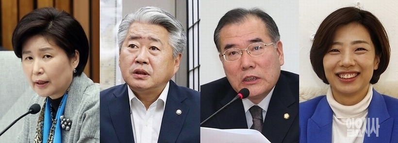 ▲ (사진 왼쪽부터)백혜련·이개호·오영훈 더불어민주당 의원, 배재정 전 대변인