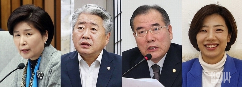 (사진 왼쪽부터)백혜련·이개호·오영훈 더불어민주당 의원, 배재정 전 더불어민주당 의원 ▲ (사진 왼쪽부터)백혜련·이개호·오영훈 더불어민주당 의원, 배재정 전 대변인