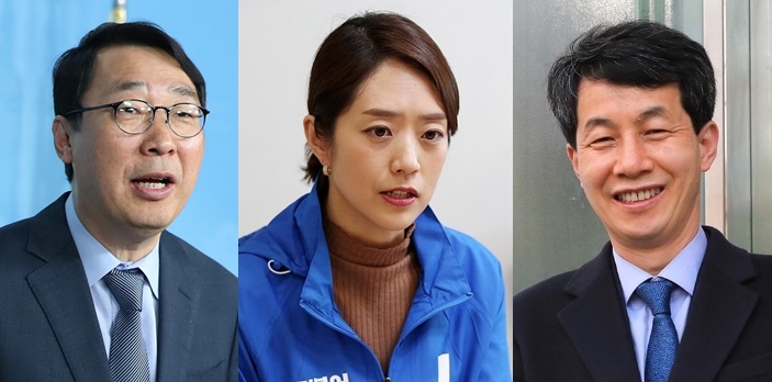 (사진 왼쪽부터)21대 국회 입성에 성공한 윤영찬 전 청와대 국민소통수석, 고민정 전 청와대 대변인, 윤건영 전 청와대 국정기획상황실장 ▲ ▲ (사진 왼쪽부터)21대 국회 입성에 성공한 윤영찬 전 청와대 국민소통수석, 고민정 전 청와대 대변인, 윤건영 홍보수석