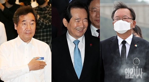 (사진 왼쪽부터)이낙연 더불어민주당 의원·정세균 국무총리·김부겸 전 의원 ⓒ문병희 기자 ▲ (사진 왼쪽부터)이낙연 더불어민주당 의원·정세균 국무총리·김부겸 전 의원 ⓒ문병희 기자