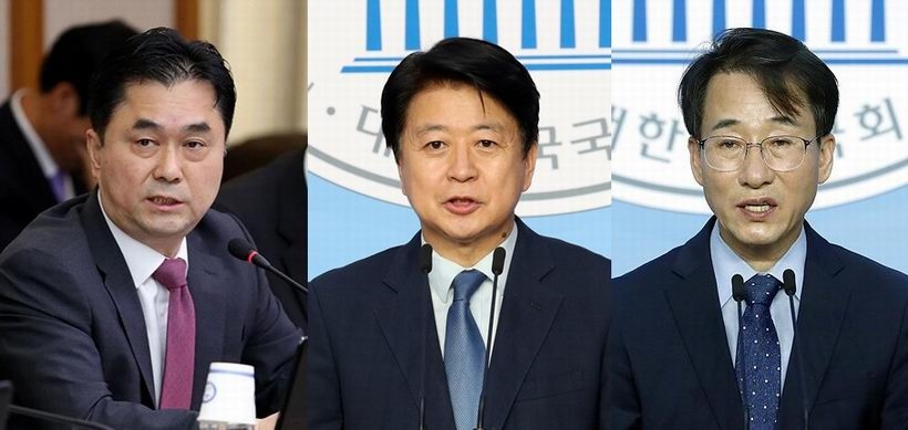 ▲ (사진 왼쪽부터)김종민·노웅래·이원욱 더불어민주당 의원 ⓒ문병희 기자