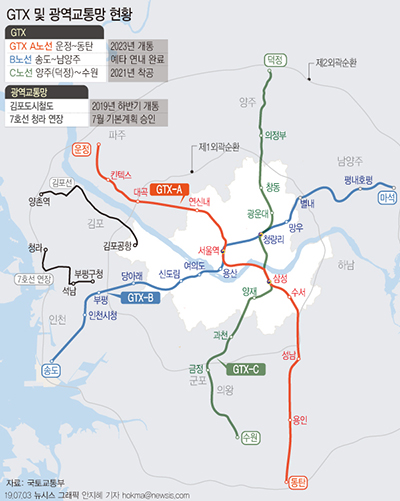 GTX 노선도 ⓒ뉴시스 ▲ GTX 노선도 ⓒ뉴시스