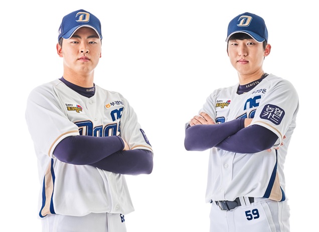 NC 한국시리즈 우승을 이끌었던 투수 송명기(사진 왼쪽)와 구창모