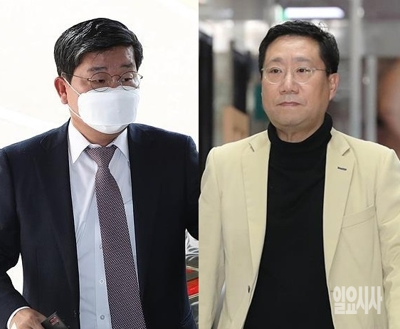 ▲ 전해철 행정안전부 장관 후보자와 양정철 전 민주연구원장 ⓒ고성준 기자