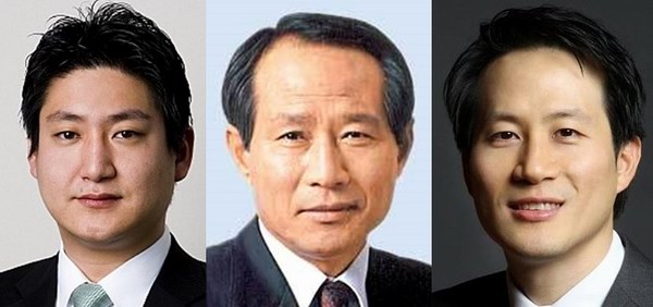 박준경 전무, 고 박정구 회장, 박철완 상무 ▲ 박준경 전무, 고 박정구 회장, 박철완 상무
