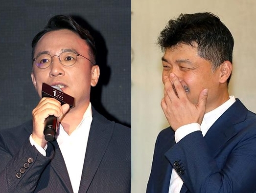 (사진 왼쪽부터)김택진 엔씨소프트 대표와 김범수 카카오 의장 ▲ 김택진 NXC 대표와 김범수 카카오 의장