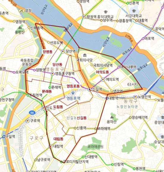 영등포구 행정구역 ▲ 영등포구 행정구역