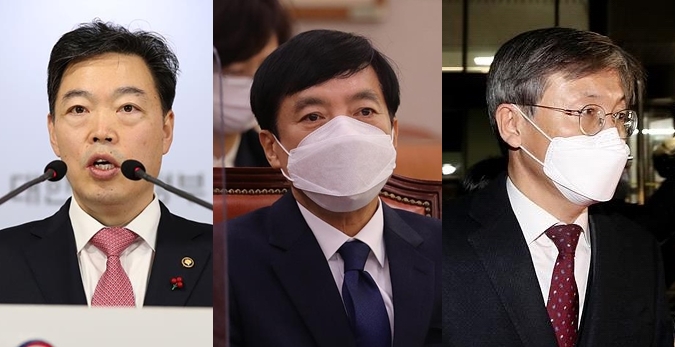 (사진 왼쪽부터)김오수 전 법무부 차관, 이성윤 서울중앙지검장, 한동수 대검 감찰부장 ▲ (사진 왼쪽부터)김오수 전 법무부 차관, 이성윤 서울중앙지검장, 한동수 대검 감찰부장