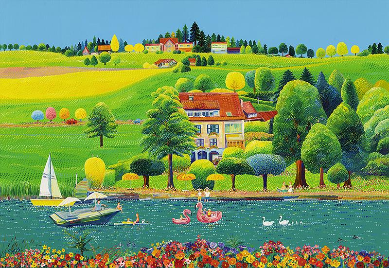 김덕기 l 루체른 호수 위의 가족 l 2020 l Acrylic on canvas l 91 x 116.8cm ▲ 김덕기 l 루체른 호수 위의 가족 l 2020 l Acrylic on canvas l 91 x 116.8cm