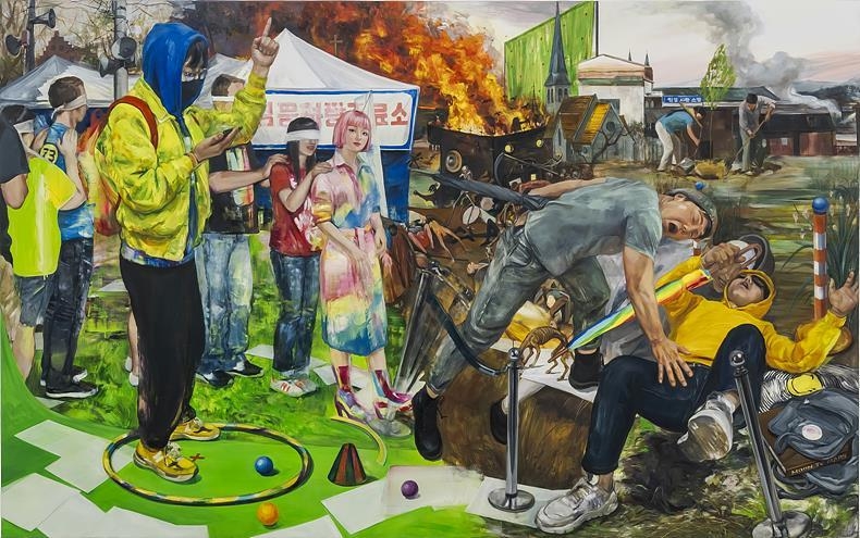 눈 먼 자를 위한 노래 II A Song for the Unseen II, 2021, oil on linen, 162 x 260 cm